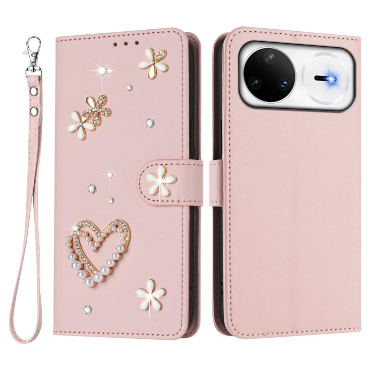 For Huawei nova 15 Pro / 15 Ultra ZS01 Double-Layer Heart Floral Vegan Leather Phone Case with Wrist Strap