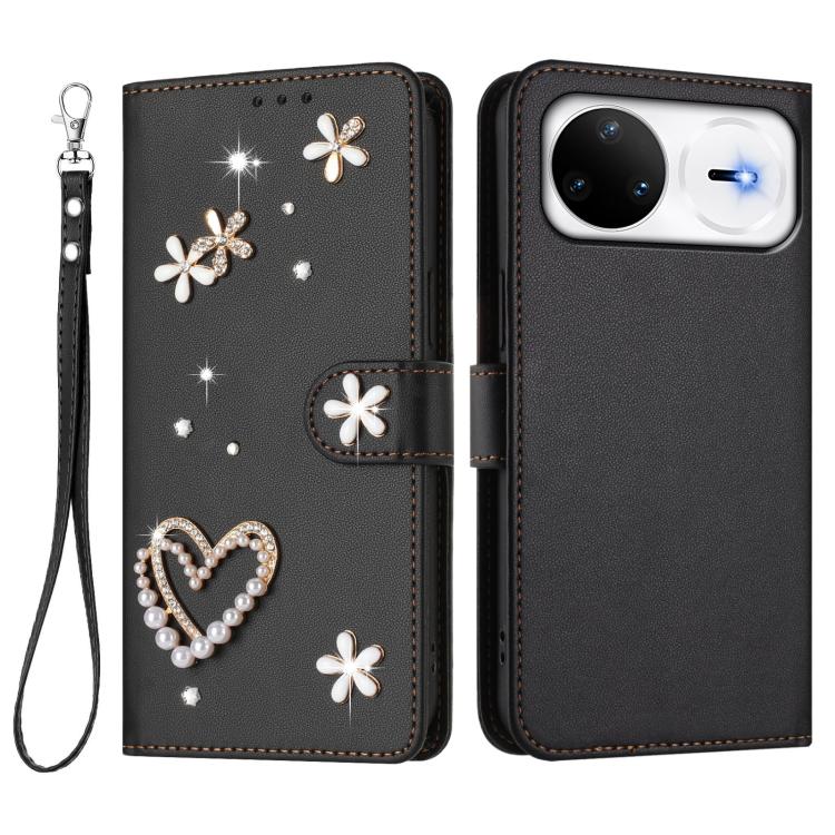 For Huawei nova 15 Pro / 15 Ultra ZS01 Double-Layer Heart Floral Vegan Leather Phone Case with Wrist Strap