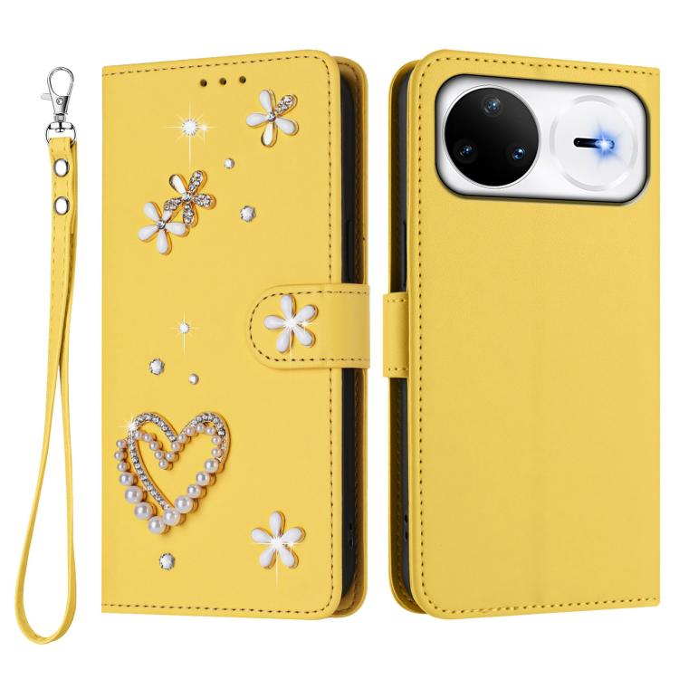 For Huawei nova 15 Pro / 15 Ultra ZS01 Double-Layer Heart Floral Vegan Leather Phone Case with Wrist Strap