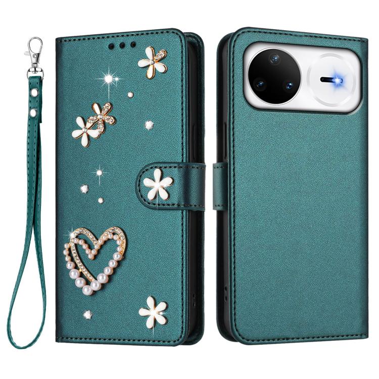 For Huawei nova 15 Pro / 15 Ultra ZS01 Double-Layer Heart Floral Vegan Leather Phone Case with Wrist Strap