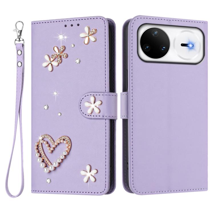 For Huawei nova 15 Pro / 15 Ultra ZS01 Double-Layer Heart Floral Vegan Leather Phone Case with Wrist Strap