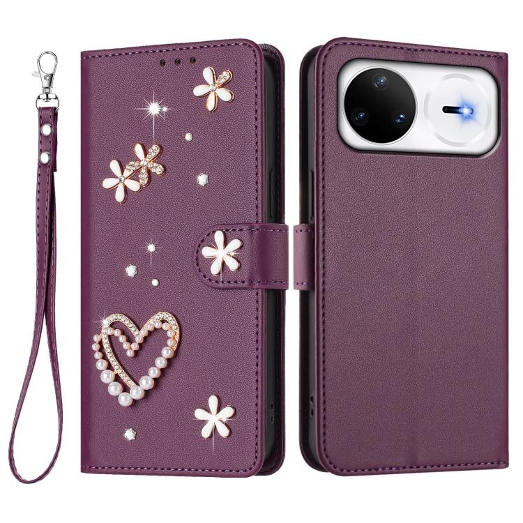 For Huawei nova 15 Pro / 15 Ultra ZS01 Double-Layer Heart Floral Vegan Leather Phone Case with Wrist Strap