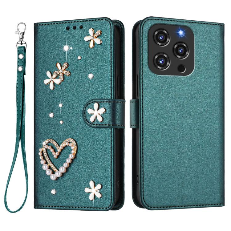 For Oukitel C3 4G 2025 ZS01 Double-Layer Heart Floral Vegan Leather Phone Case with Wrist Strap