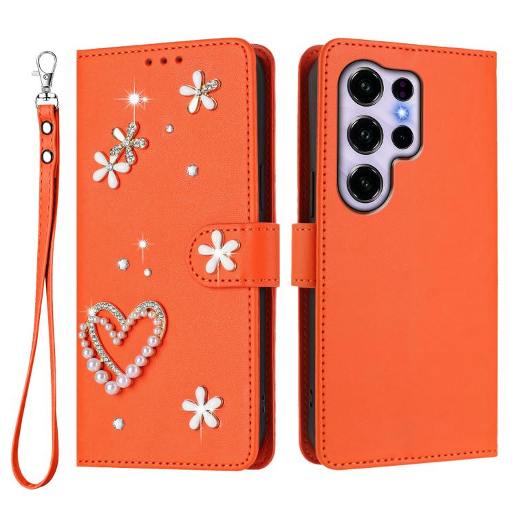 For Oukitel C2 4G 2025 ZS01 Double-Layer Heart Floral Vegan Leather Phone Case with Wrist Strap
