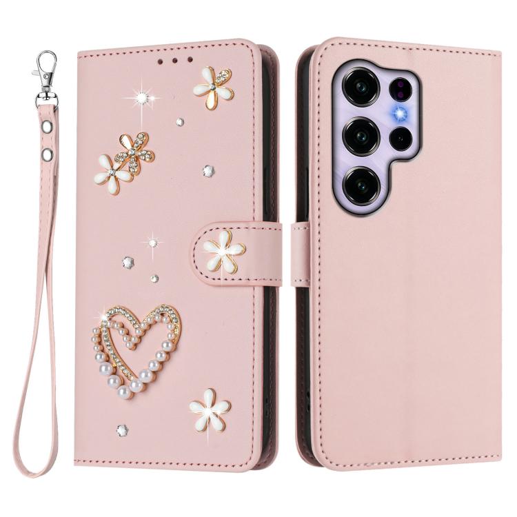 For Oukitel C2 4G 2025 ZS01 Double-Layer Heart Floral Vegan Leather Phone Case with Wrist Strap