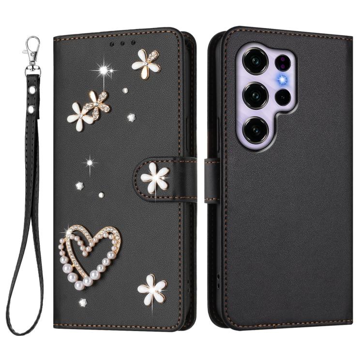 For Oukitel C2 4G 2025 ZS01 Double-Layer Heart Floral Vegan Leather Phone Case with Wrist Strap