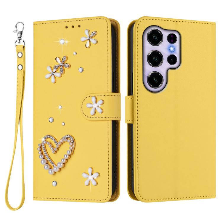 For Oukitel C2 4G 2025 ZS01 Double-Layer Heart Floral Vegan Leather Phone Case with Wrist Strap