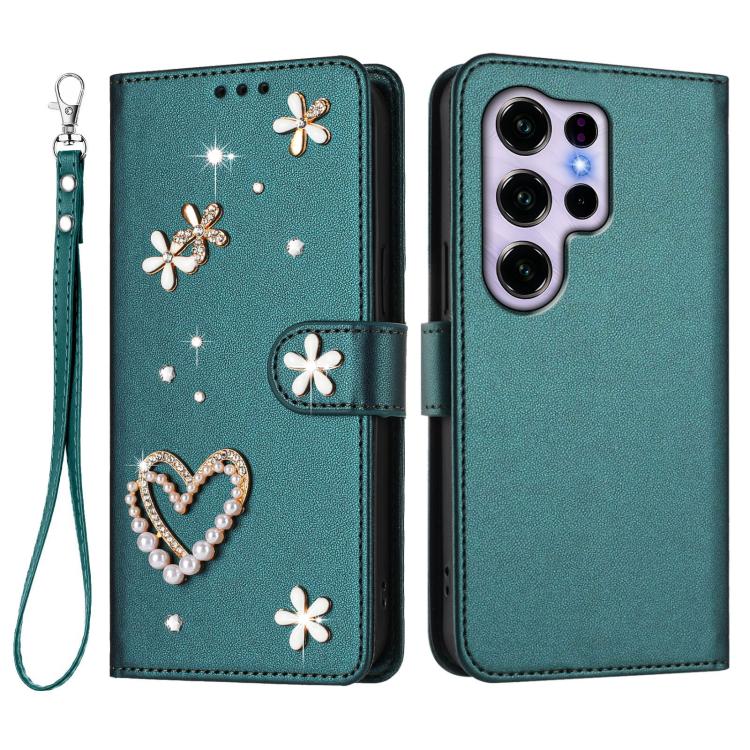 For Oukitel C2 4G 2025 ZS01 Double-Layer Heart Floral Vegan Leather Phone Case with Wrist Strap