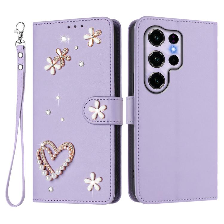 For Oukitel C2 4G 2025 ZS01 Double-Layer Heart Floral Vegan Leather Phone Case with Wrist Strap