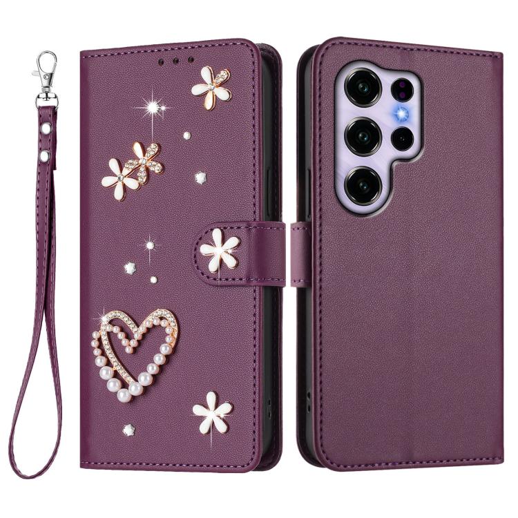 For Oukitel C2 4G 2025 ZS01 Double-Layer Heart Floral Vegan Leather Phone Case with Wrist Strap