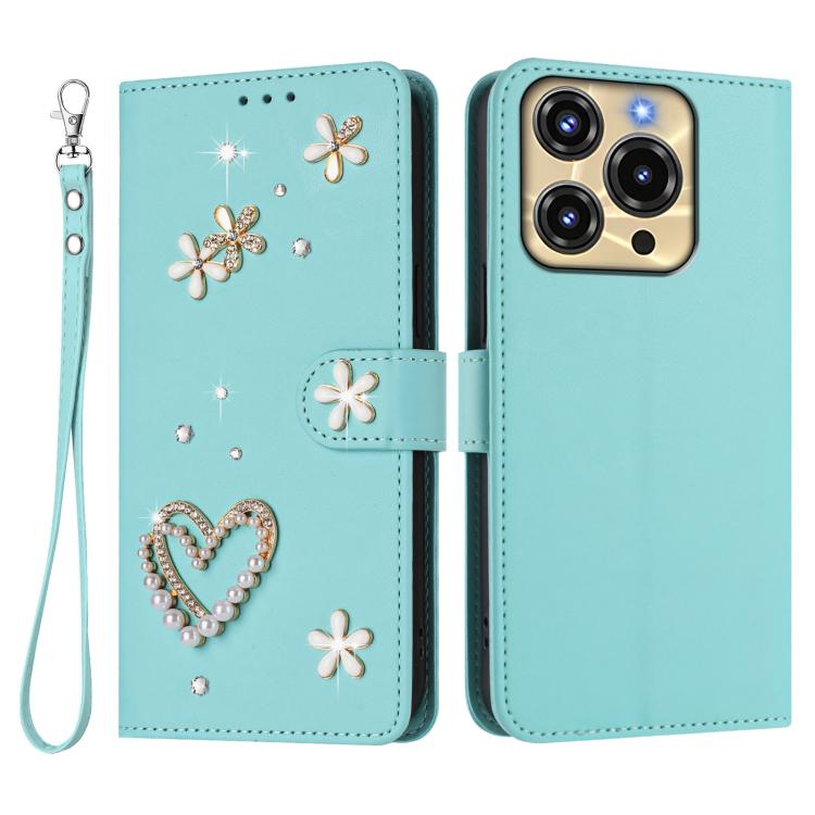 For Oukitel C69 ZS01 Double-Layer Heart Floral Vegan Leather Phone Case with Wrist Strap