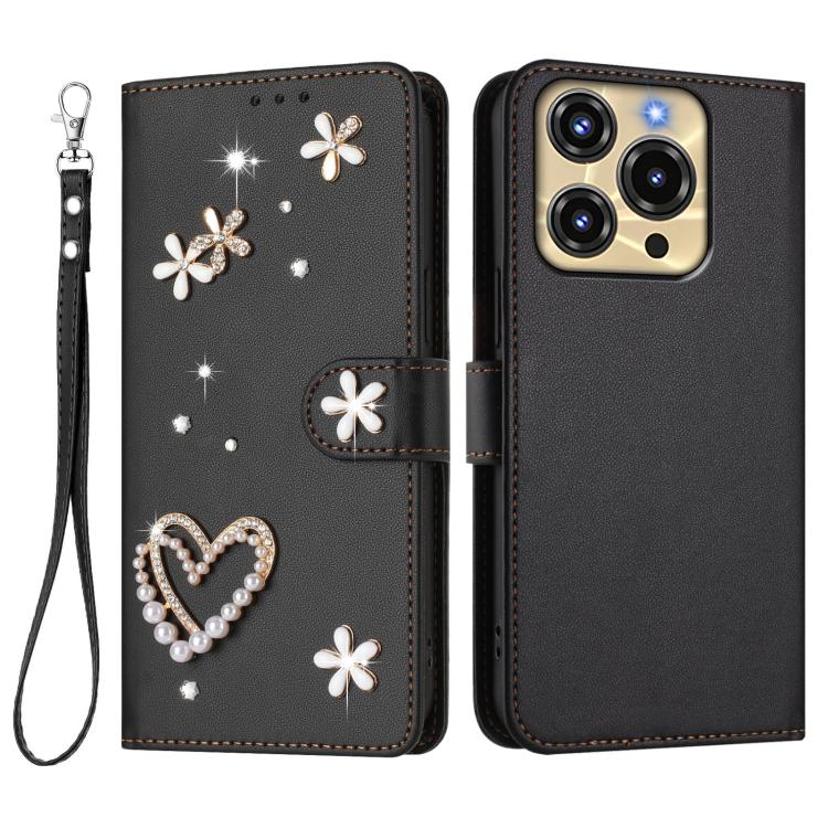 For Oukitel C69 ZS01 Double-Layer Heart Floral Vegan Leather Phone Case with Wrist Strap