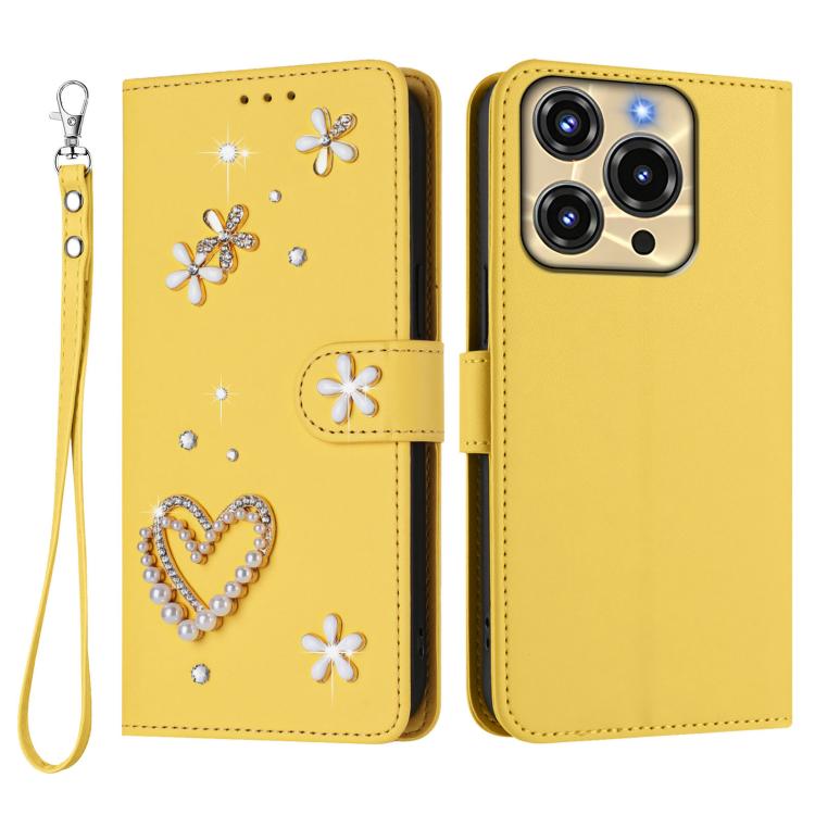 For Oukitel C69 ZS01 Double-Layer Heart Floral Vegan Leather Phone Case with Wrist Strap