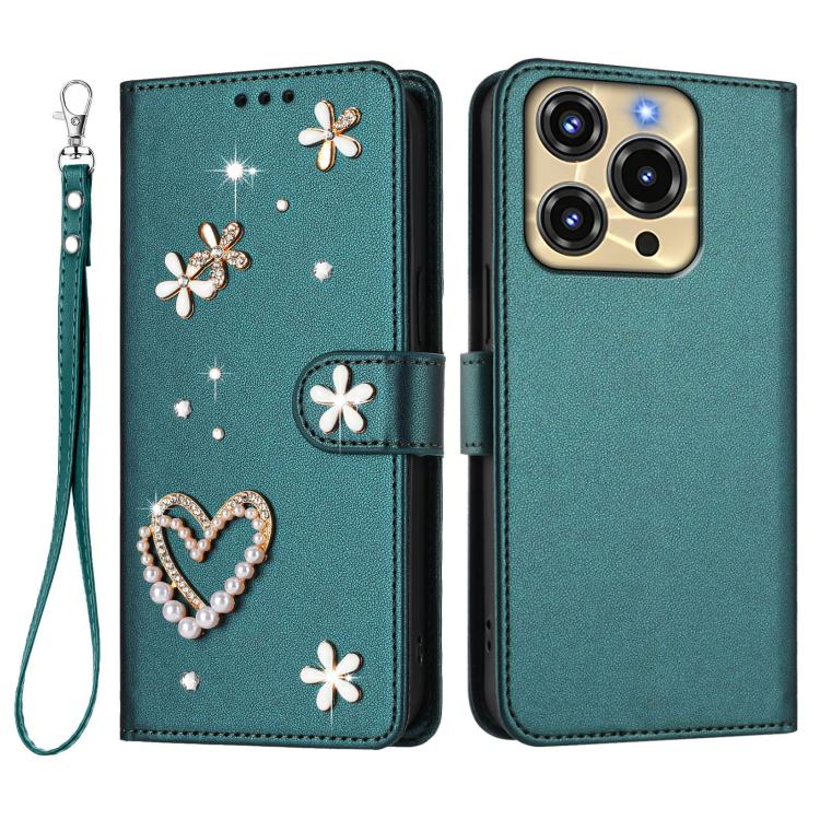 For Oukitel C69 ZS01 Double-Layer Heart Floral Vegan Leather Phone Case with Wrist Strap