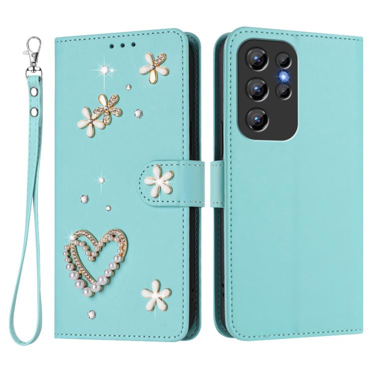 For Oukitel C1 / C1 Pro ZS01 Double-Layer Heart Floral Vegan Leather Phone Case with Wrist Strap
