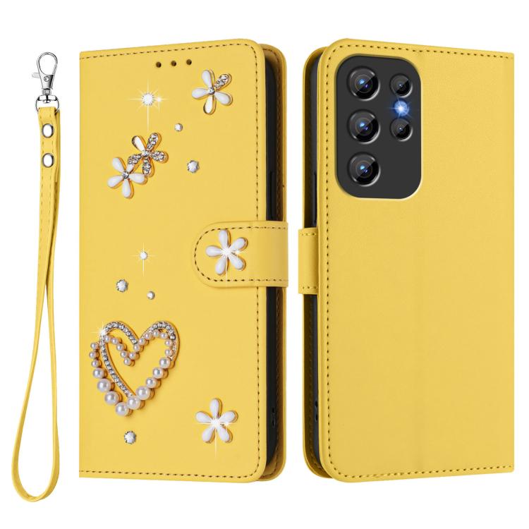 For Oukitel C1 / C1 Pro ZS01 Double-Layer Heart Floral Vegan Leather Phone Case with Wrist Strap