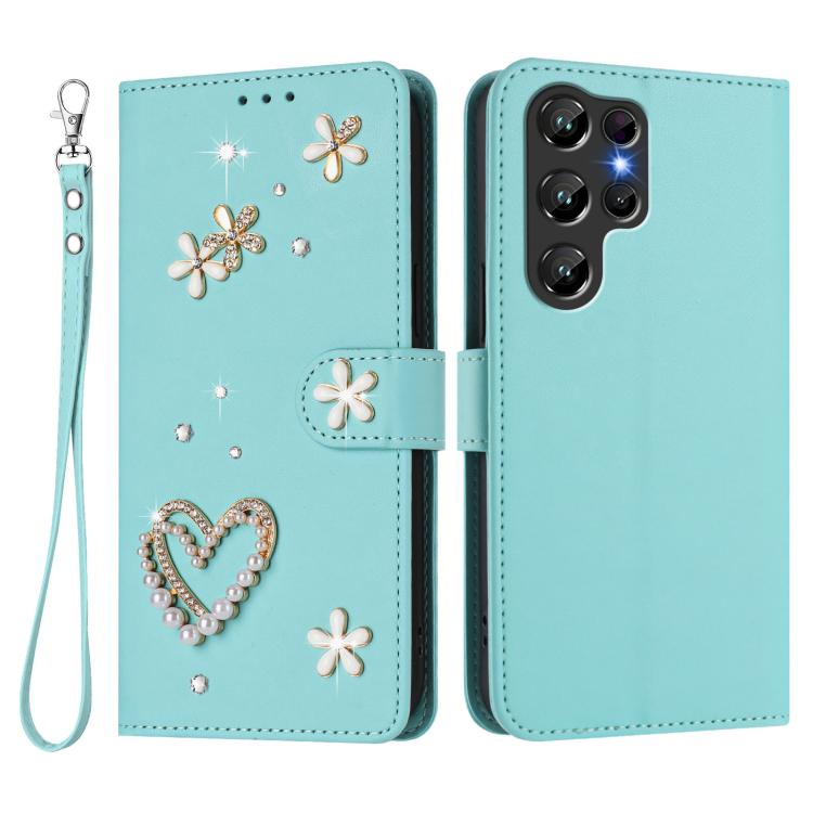 For Oukitel C61 / C61 Pro ZS01 Double-Layer Heart Floral Vegan Leather Phone Case with Wrist Strap