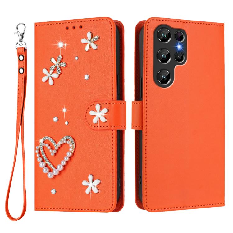 For Oukitel C61 / C61 Pro ZS01 Double-Layer Heart Floral Vegan Leather Phone Case with Wrist Strap