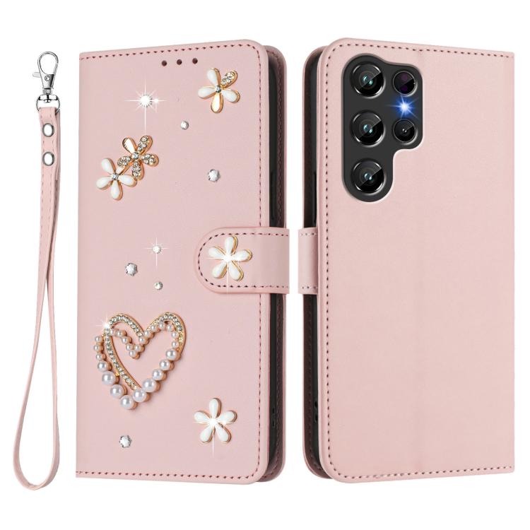For Oukitel C61 / C61 Pro ZS01 Double-Layer Heart Floral Vegan Leather Phone Case with Wrist Strap