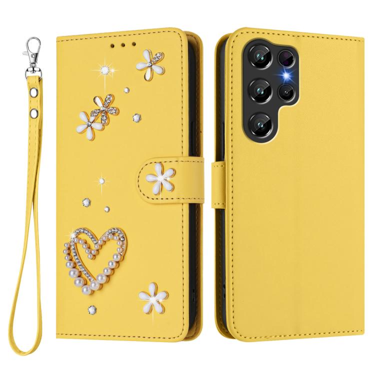 For Oukitel C61 / C61 Pro ZS01 Double-Layer Heart Floral Vegan Leather Phone Case with Wrist Strap