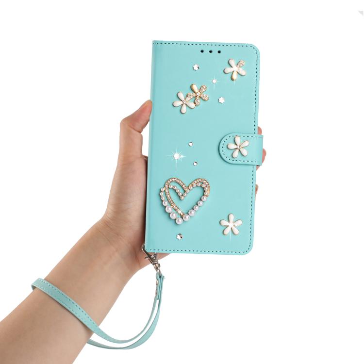 For Ulefone Note 19 ZS01 Double-Layer Heart Floral Vegan Leather Phone Case with Wrist Strap