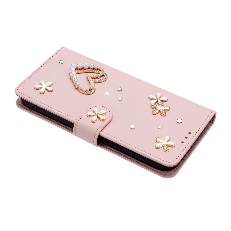 For Ulefone Note 19 ZS01 Double-Layer Heart Floral Vegan Leather Phone Case with Wrist Strap