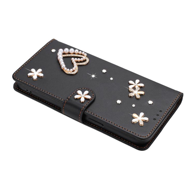 For Ulefone Note 19 ZS01 Double-Layer Heart Floral Vegan Leather Phone Case with Wrist Strap