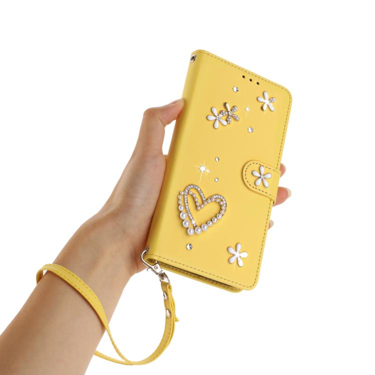 For Ulefone Note 19 ZS01 Double-Layer Heart Floral Vegan Leather Phone Case with Wrist Strap