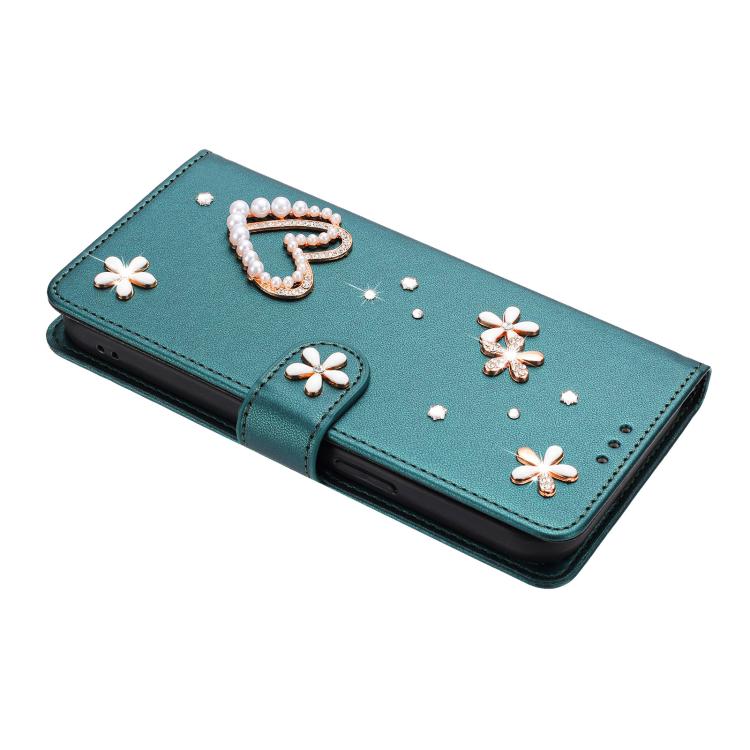 For Ulefone Note 19 ZS01 Double-Layer Heart Floral Vegan Leather Phone Case with Wrist Strap