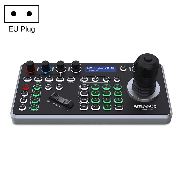 FEELWORLD KBC20 NDI PTZ Camera Controller Joystick Keyboard Control Multiple Control Protocol PoE Supported, Power Plug:EU Plug - Black