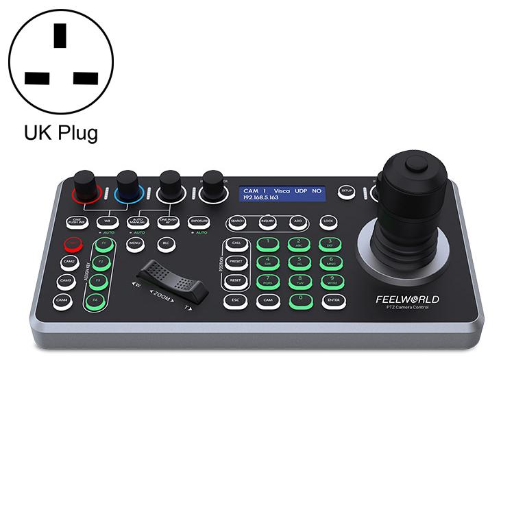 FEELWORLD KBC20 NDI PTZ Camera Controller Joystick Keyboard Control Multiple Control Protocol PoE Supported, Power Plug:UK Plug - Black