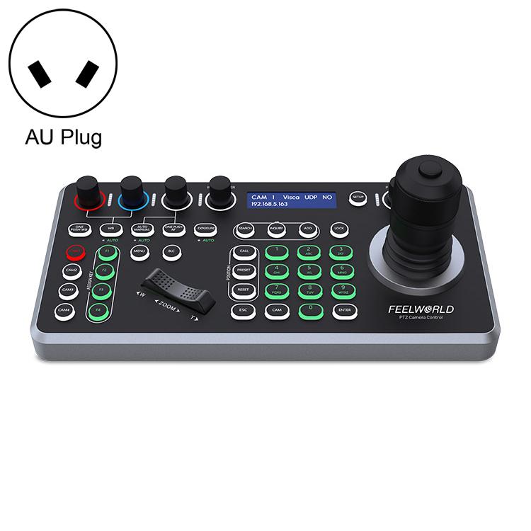 FEELWORLD KBC20 NDI PTZ Camera Controller Joystick Keyboard Control Multiple Control Protocol PoE Supported, Power Plug:AU Plug - Black