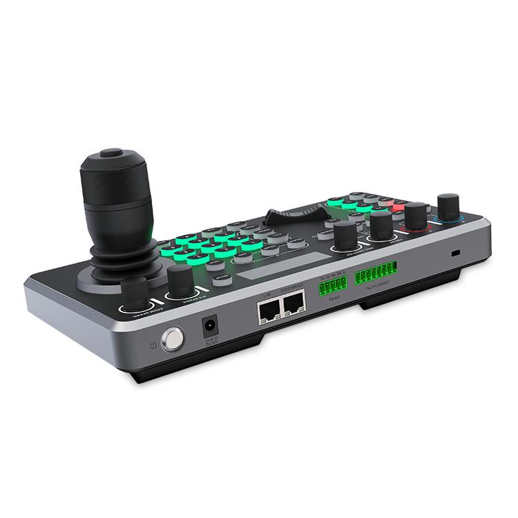 FEELWORLD KBC20 NDI PTZ Camera Controller Joystick Keyboard Control Multiple Control Protocol PoE Supported, Power Plug:EU Plug - Black