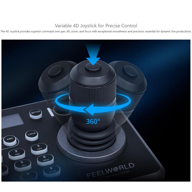 FEELWORLD KBC20 NDI PTZ Camera Controller Joystick Keyboard Control Multiple Control Protocol PoE Supported, Power Plug:AU Plug - Black