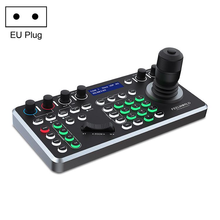 FEELWORLD KBC20N NDI PTZ Camera Controller Joystick Keyboard Control Multiple Control Protocol PoE Supported, Power Plug:EU Plug - Black
