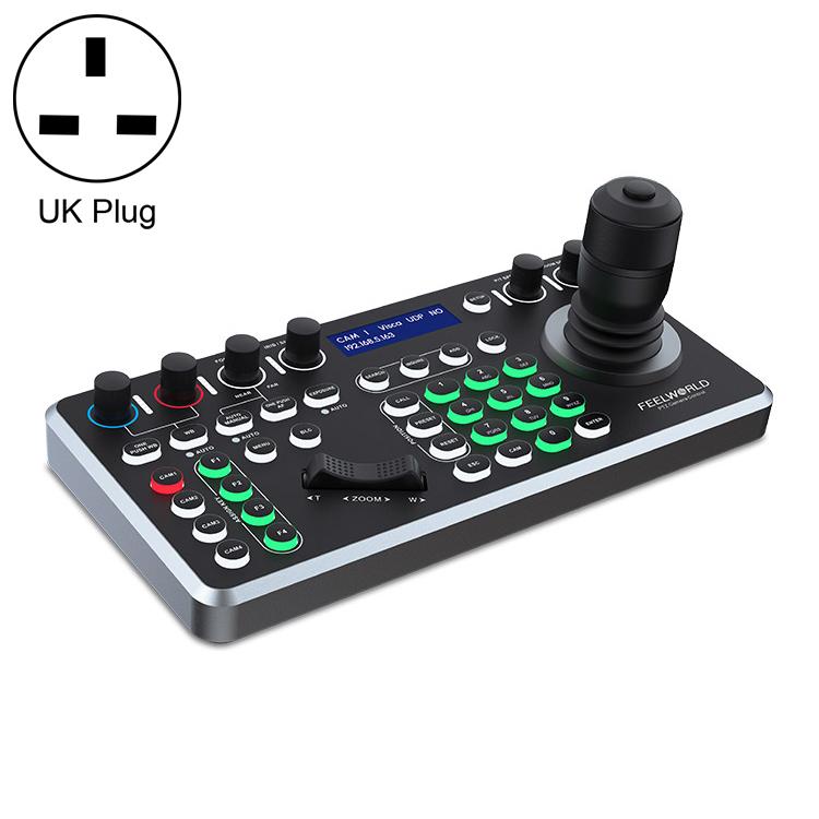 FEELWORLD KBC20N NDI PTZ Camera Controller Joystick Keyboard Control Multiple Control Protocol PoE Supported, Power Plug:UK Plug - Black