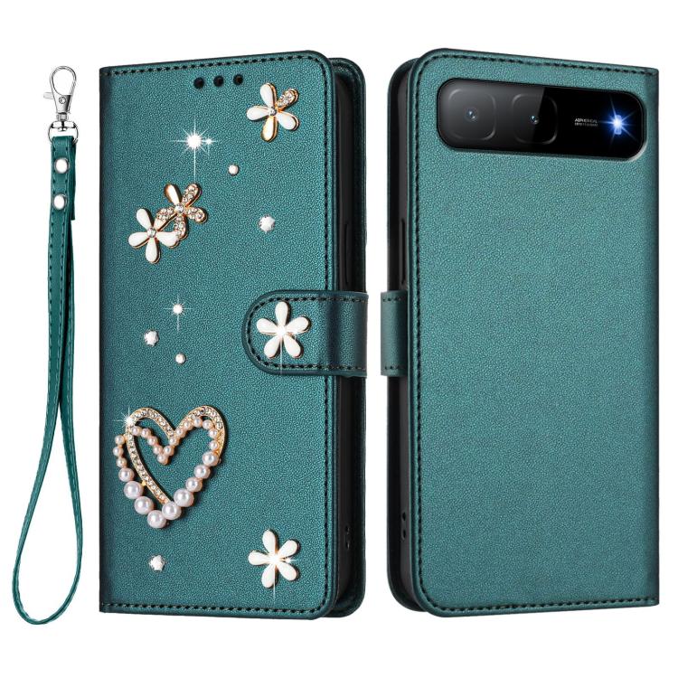 For Tecno Spark Go 5G 2025 / Hot 60i 5G ZS01 Double-Layer Heart Floral Vegan Leather Phone Case with Wrist Strap