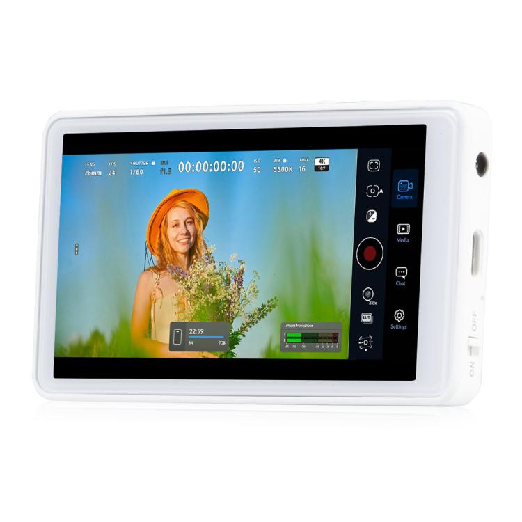FEELWORLD MC4 Selfie Screen Monitor for Vlog Live Stream Magnetic Back Wireless Connection with Remote Control - White