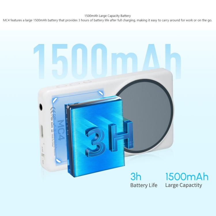 FEELWORLD MC4 Selfie Screen Monitor for Vlog Live Stream Magnetic Back Wireless Connection with Remote Control - White
