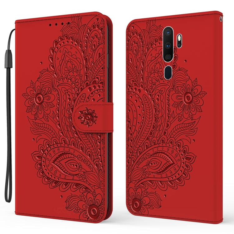 For OPPO A9 (2020) / A5 (2020) Peacock Embossed Pattern Horizontal Flip Leather Case with Holder & Card Slots & Wallet & Lanyard