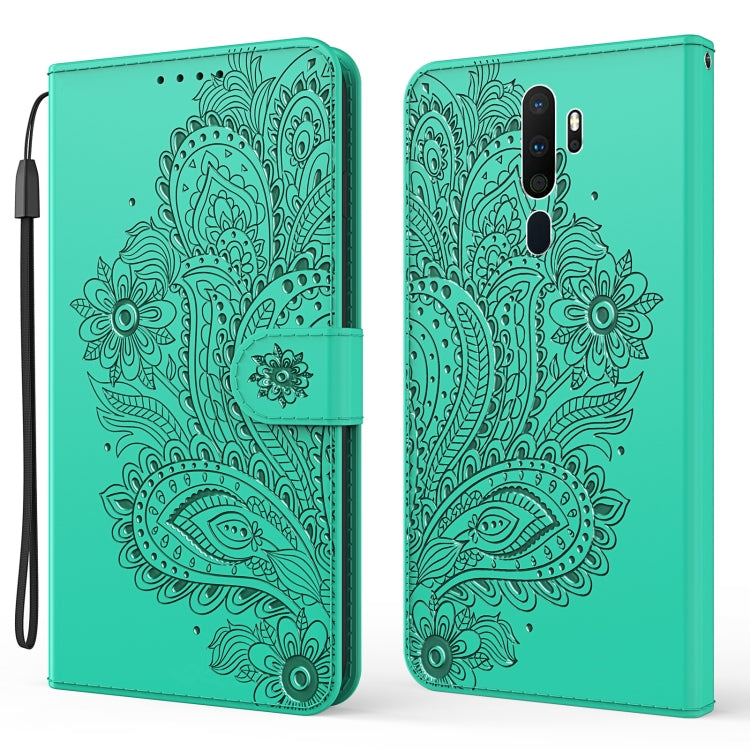 For OPPO A9 (2020) / A5 (2020) Peacock Embossed Pattern Horizontal Flip Leather Case with Holder & Card Slots & Wallet & Lanyard