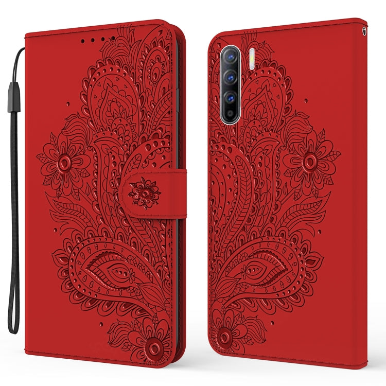 For OPPO Reno3 / A91 Peacock Embossed Pattern Horizontal Flip Leather Case with Holder & Card Slots & Wallet & Lanyard
