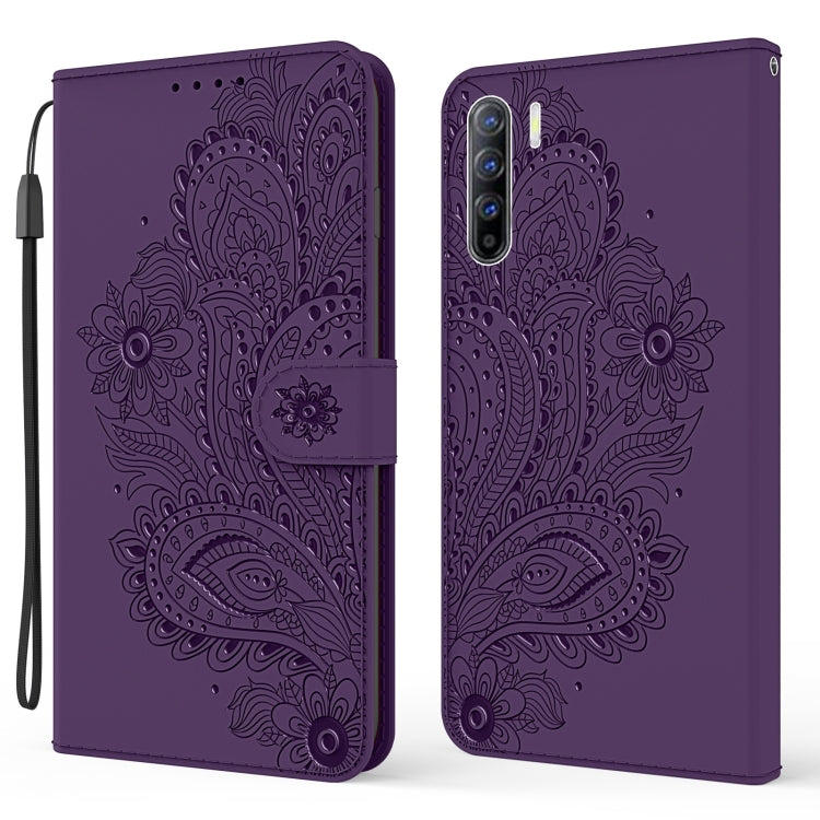For OPPO Reno3 / A91 Peacock Embossed Pattern Horizontal Flip Leather Case with Holder & Card Slots & Wallet & Lanyard