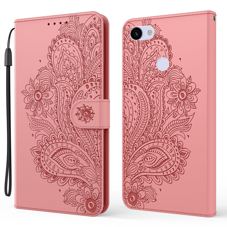 For Google Pixel 3a XL Peacock Embossed Pattern Horizontal Flip Leather Case with Holder & Card Slots & Wallet & Lanyard