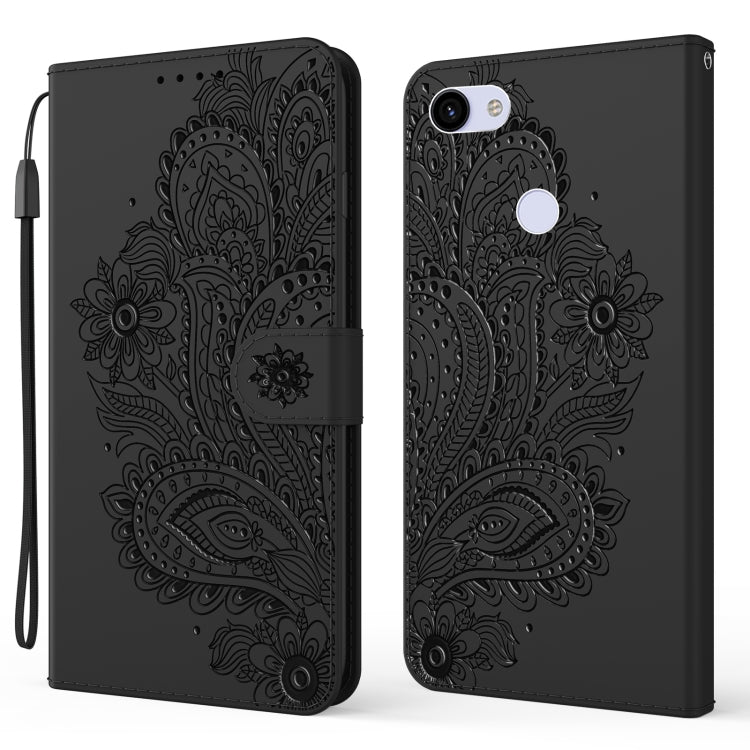 For Google Pixel 3a XL Peacock Embossed Pattern Horizontal Flip Leather Case with Holder & Card Slots & Wallet & Lanyard