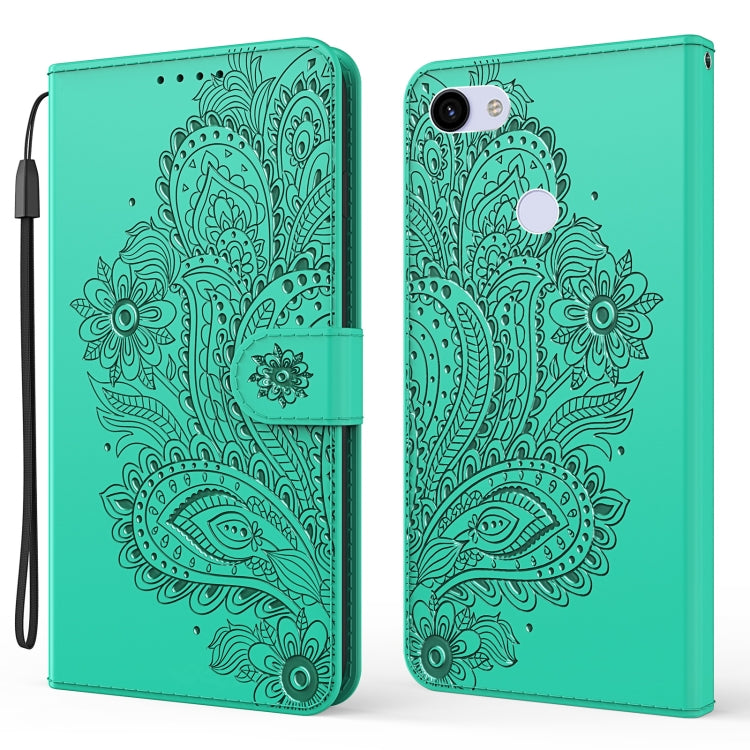 For Google Pixel 3a XL Peacock Embossed Pattern Horizontal Flip Leather Case with Holder & Card Slots & Wallet & Lanyard