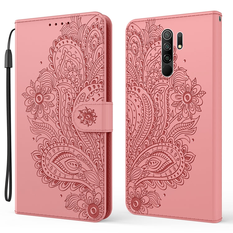 For Xiaomi Redmi 9 Peacock Embossed Pattern Horizontal Flip Leather Case with Holder & Card Slots & Wallet & Lanyard