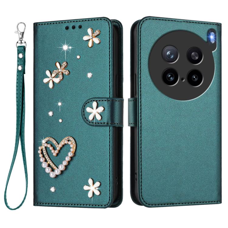 For vivo X200s 5G ZS01 Double-Layer Heart Floral Vegan Leather Phone Case with Wrist Strap