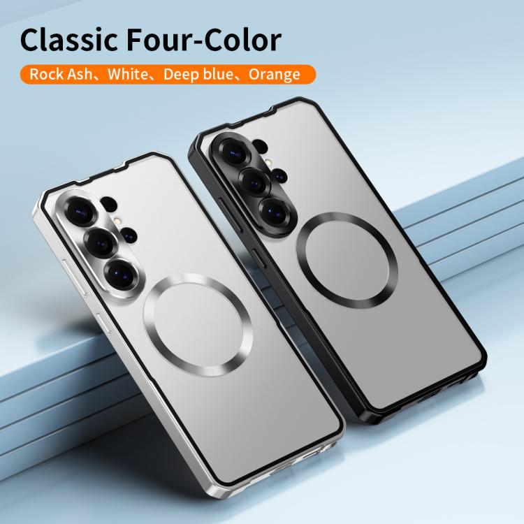 For Samsung Galaxy S26 Ultra 5G Irregular Alloy Frame Fosted Translucent MagSafe Phone Case
