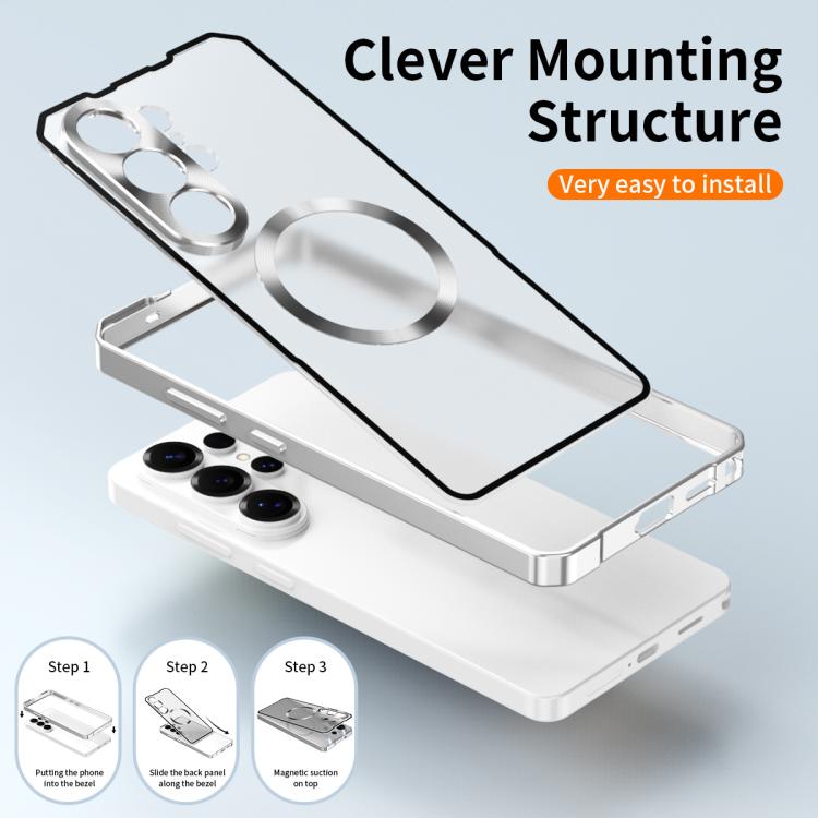 For Samsung Galaxy S26 Ultra 5G Irregular Alloy Frame Fosted Translucent MagSafe Phone Case